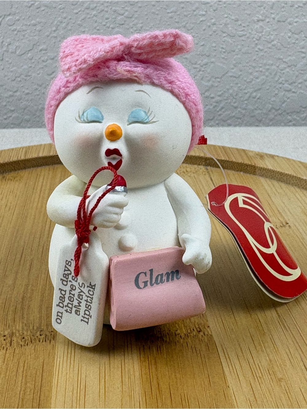 NWT Department 56 Snowpinions Porcelain Snowlady Ornament with “GLAM” Bag